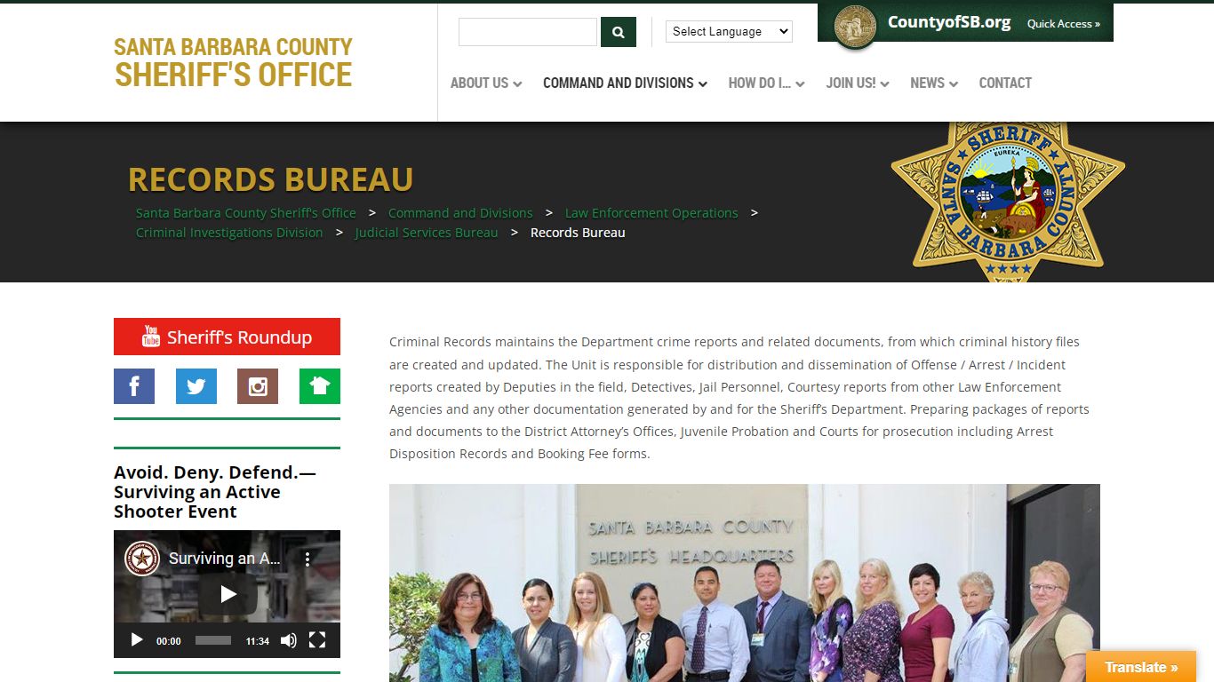 Records Bureau – Santa Barbara County Sheriff's Office